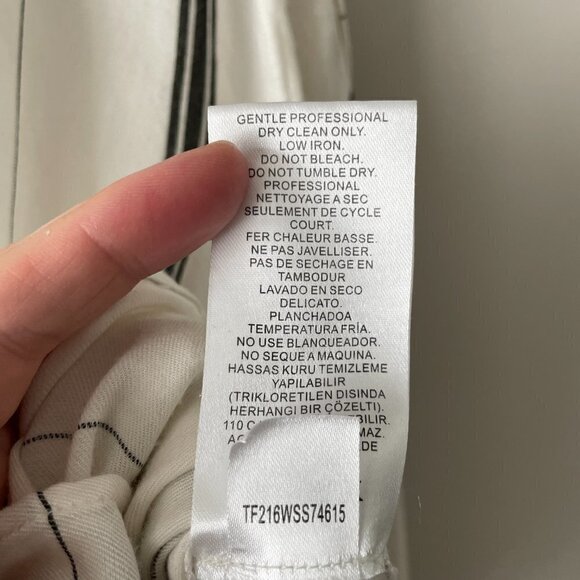 Tibi Striped Mock Neck Blouse Long Sleeve Casual White Black Small - Picture 11 of 11